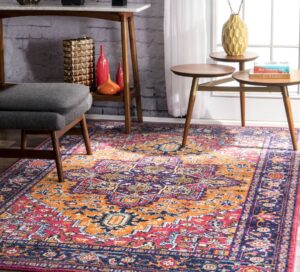 Purple-Blooming-Rosette-Bohemian-Rug