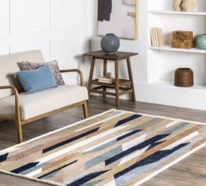 Blue-Striped-Mid-Century-Modern-Rug