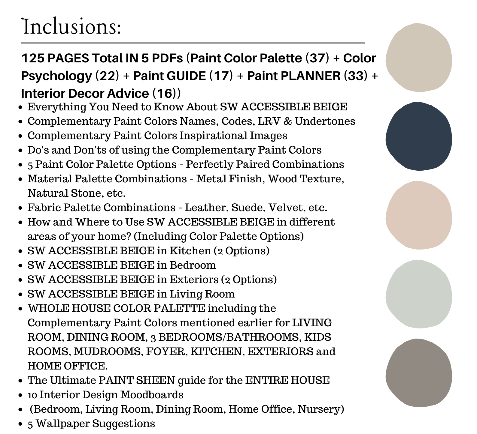 Sherwin Williams ACCESSIBLE BEIGE Color Palette - Image 3