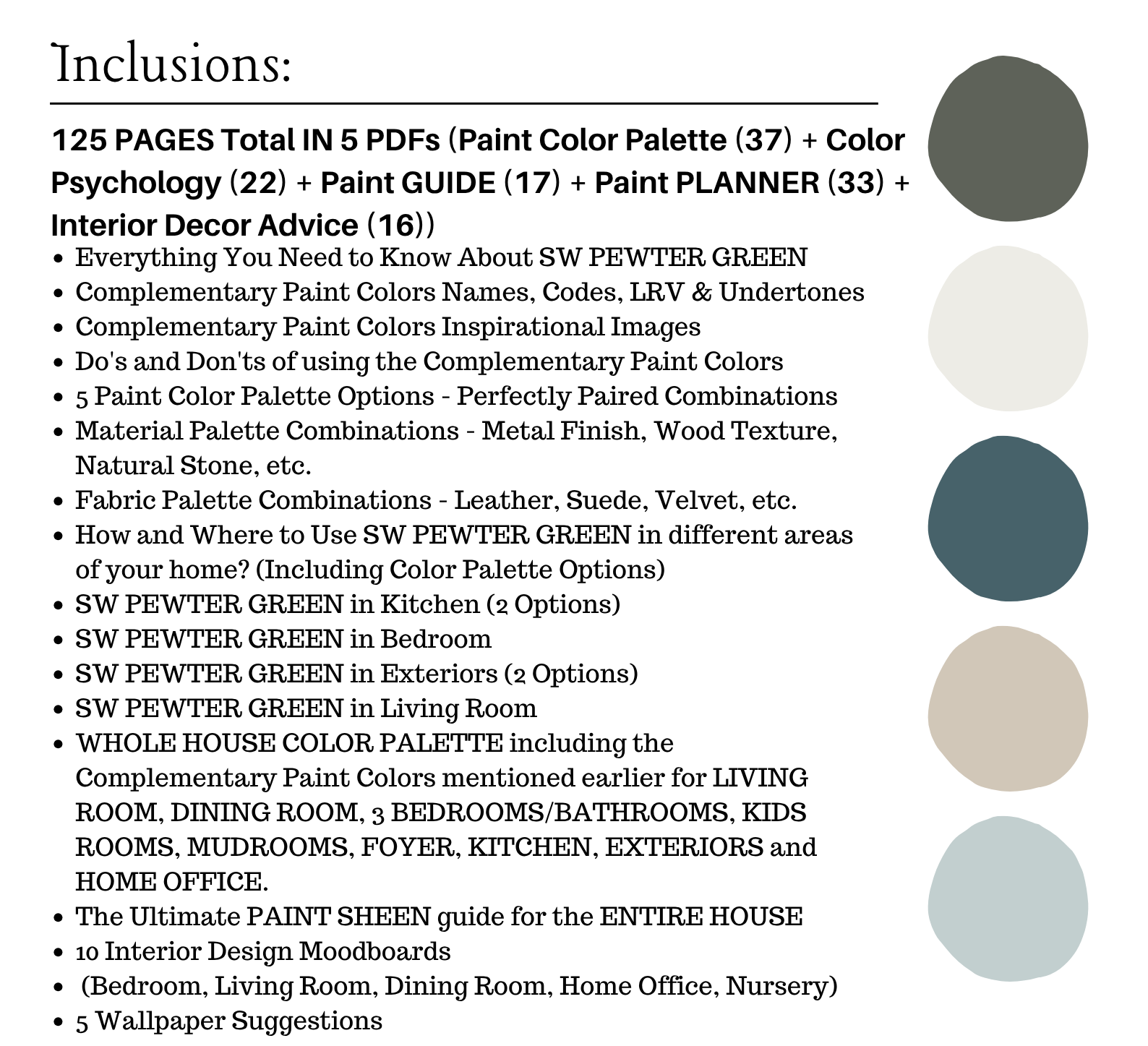 Sherwin Williams PEWTER GREEN Color Palette - Image 3