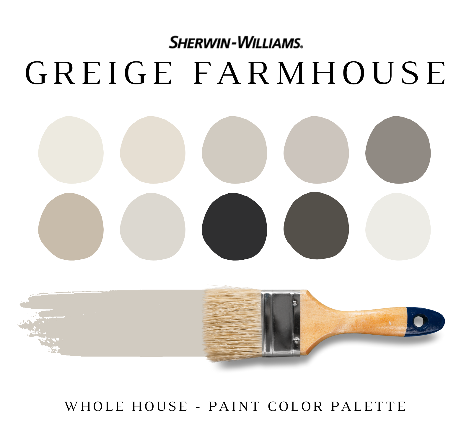 Sherwin Williams GREIGE FARMHOUSE Color Palette - NISH