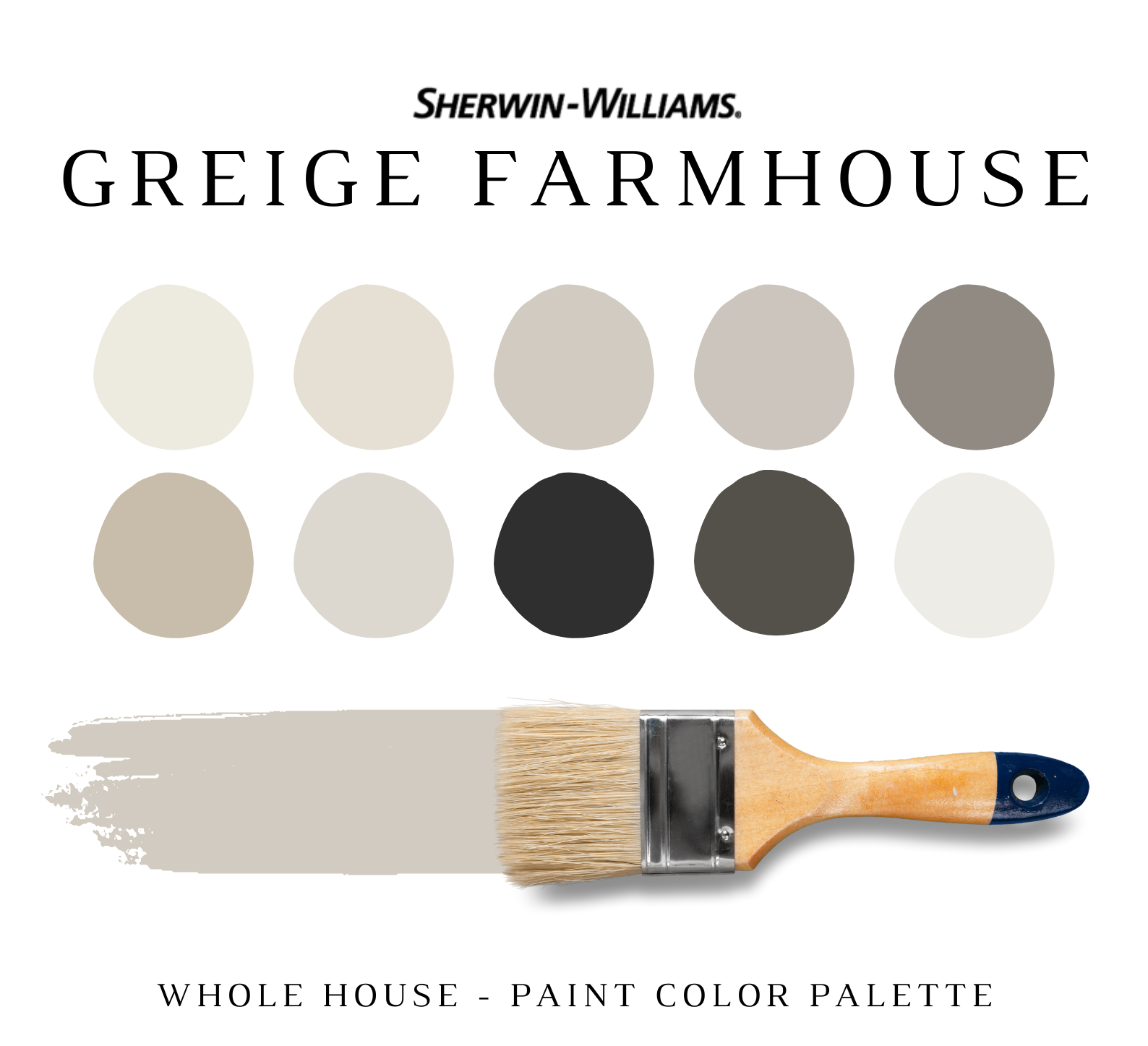 Sherwin Williams GREIGE FARMHOUSE Color Palette NISH