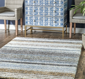 teal-striped-shaggy-rug