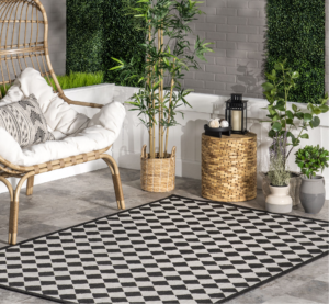 black-and-white-checkered-rug
