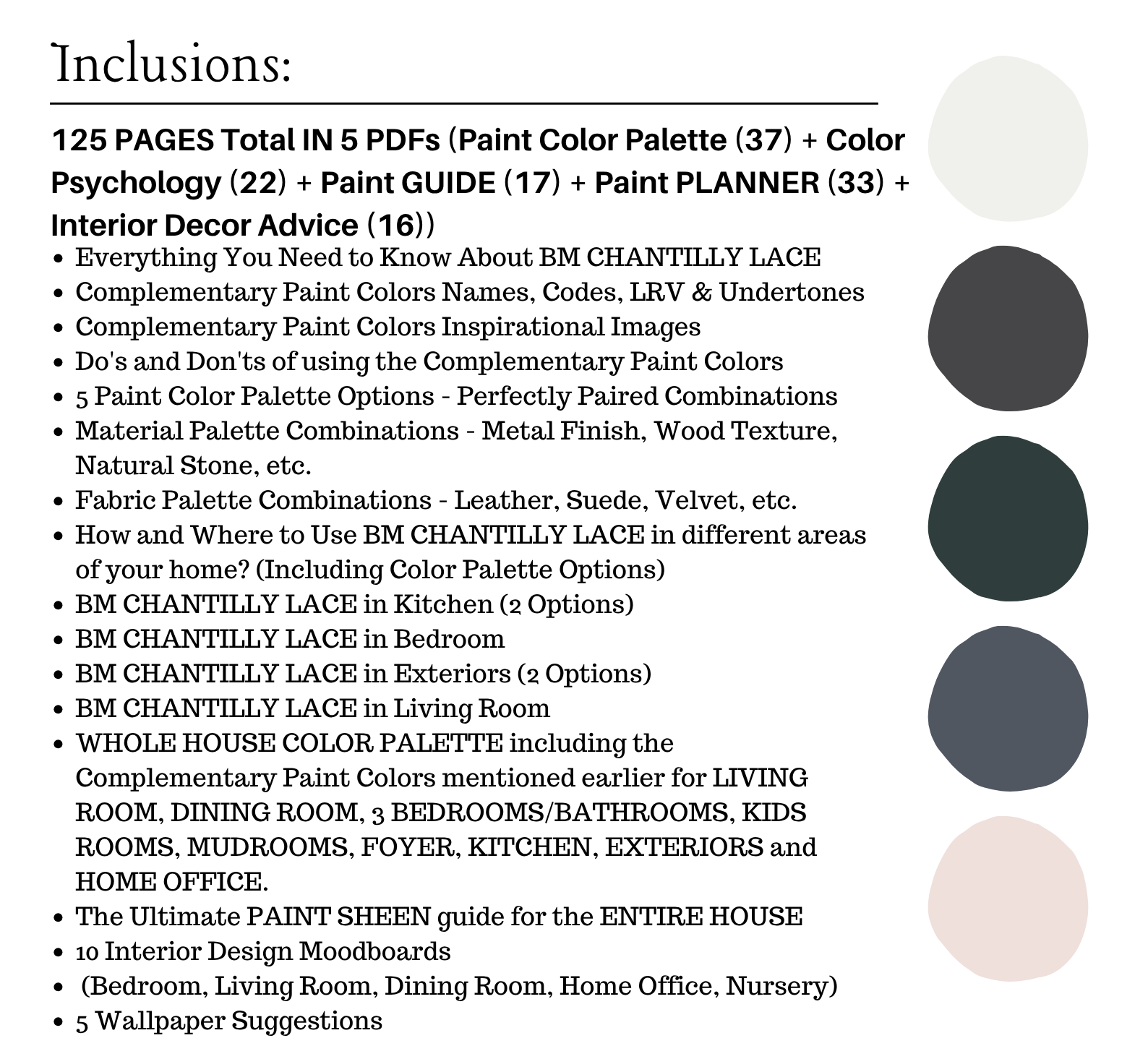 Benjamin Moore CHANTILLY LACE Color Palette - Image 3