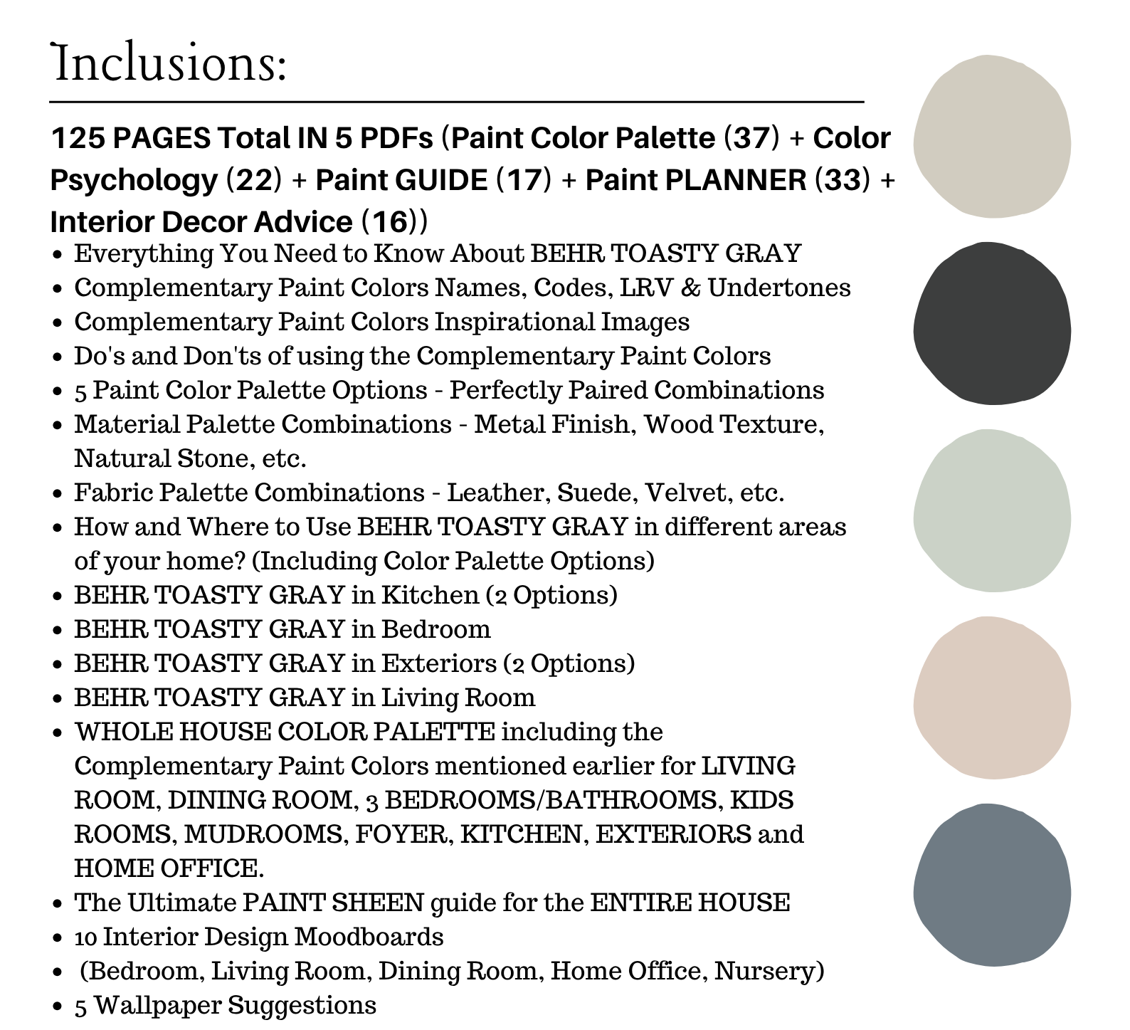 Behr TOASTY GRAY Color Palette - Image 3