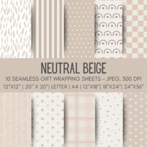 Neutral Beige Printable Gift Wrap