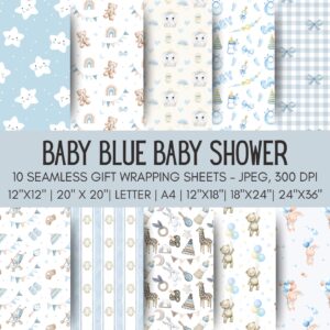 Blue Baby Shower Printable Gift Wrap