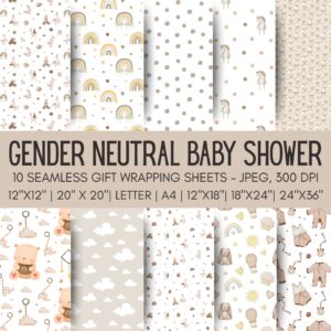 Gender Neutral Baby Shower Printable Gift Wrap