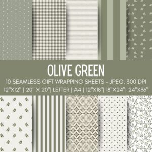 Olive Green Printable Gift Wrap