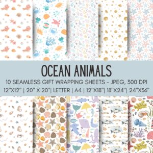Ocean Animals Printable Gift Wrap