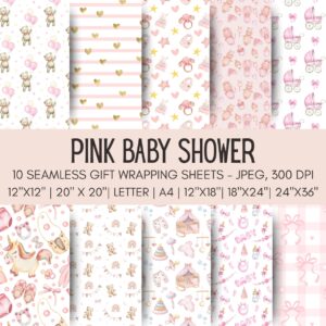 Baby Pink Shower Printable Gift Wrap