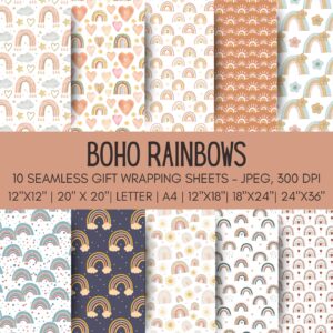 Boho Rainbow Printable Gift Wrap