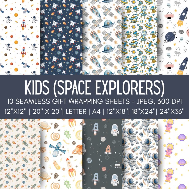 Space Exploration Printable Gift Wrap