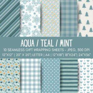 Teal Printable Gift Wrap