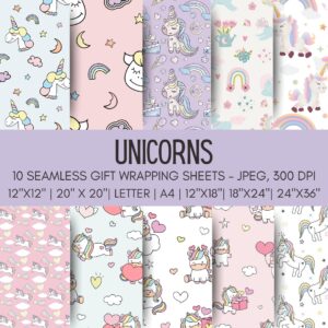 Unicorns Printable Gift Wrap