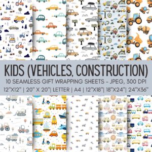 Vehicles Printable Gift Wrap