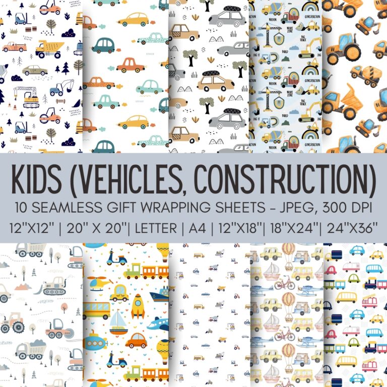 Vehicles Printable Gift Wrap