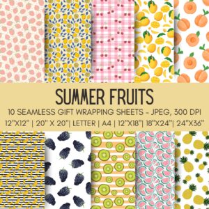 Summer Fruits Printable Gift Wrap