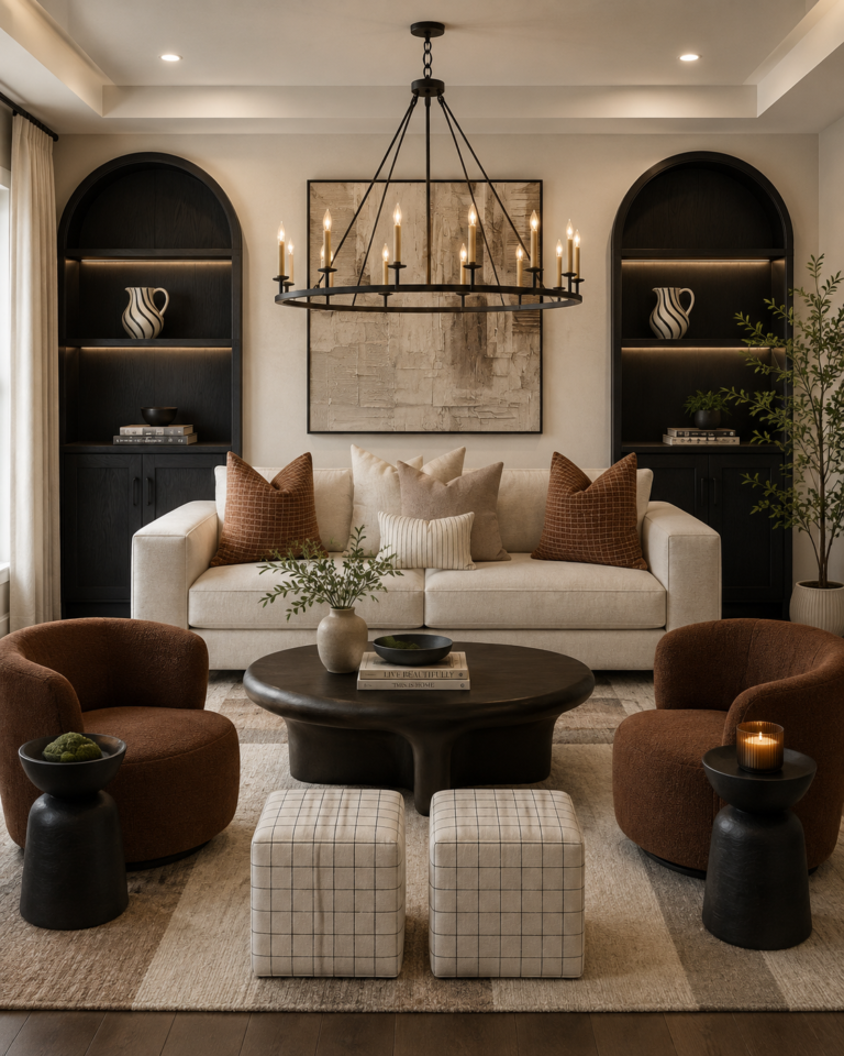 Warm Transitional Living Room