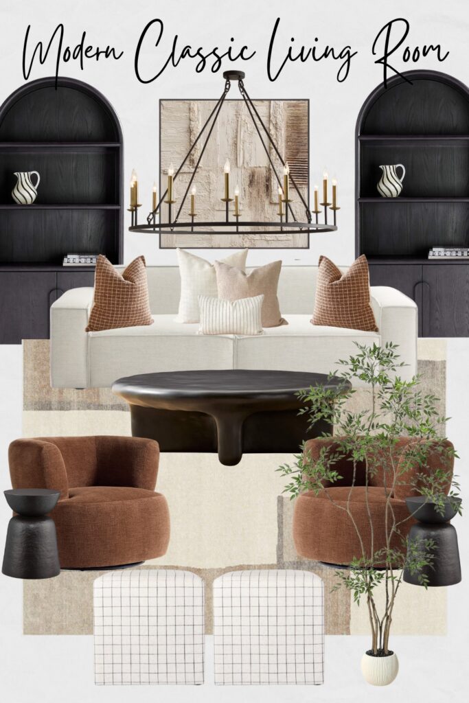 Warm Transitional Living Room Mood Board